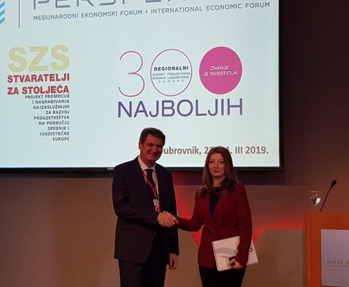 Претседателката на ССК, Данела Арсовска со престижна награда на Регионален самит на претприемачи во Дубровник