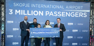 ТАВ Македонија го прослави 3 милионитиот патник во една година на Меѓународниот Аеродром Скопје