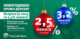 Празничен промо депозит од ПроКредит Банка – Повеќе добивка за одличен старт на 2026
